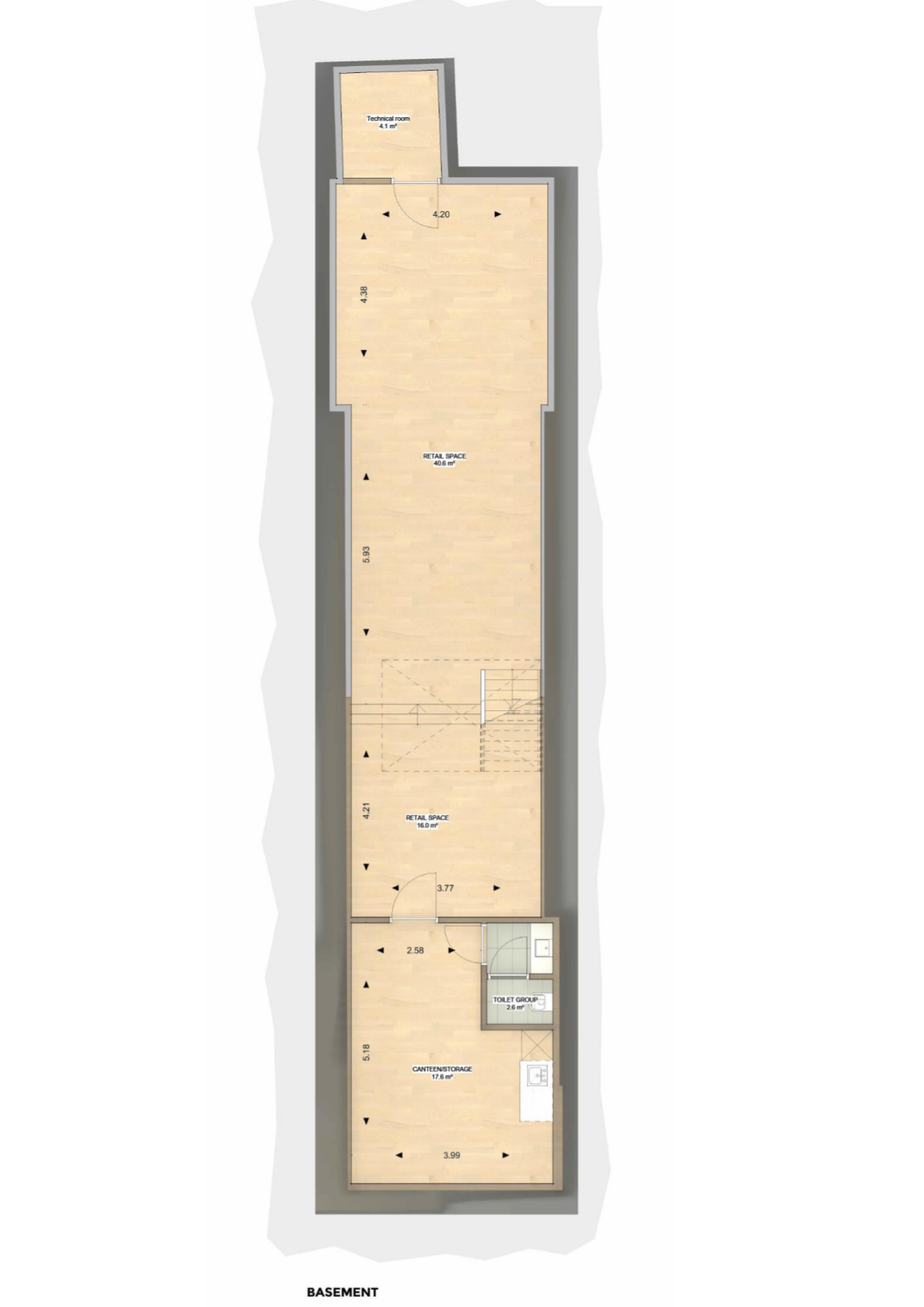 Plattegrond 1 van Herestraat 68 in Groningen