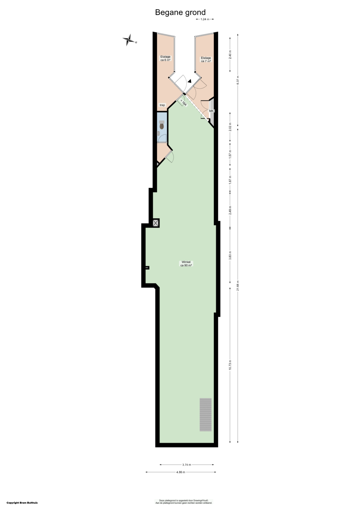 Plattegrond 1 van Oosterstraat 16 in Groningen