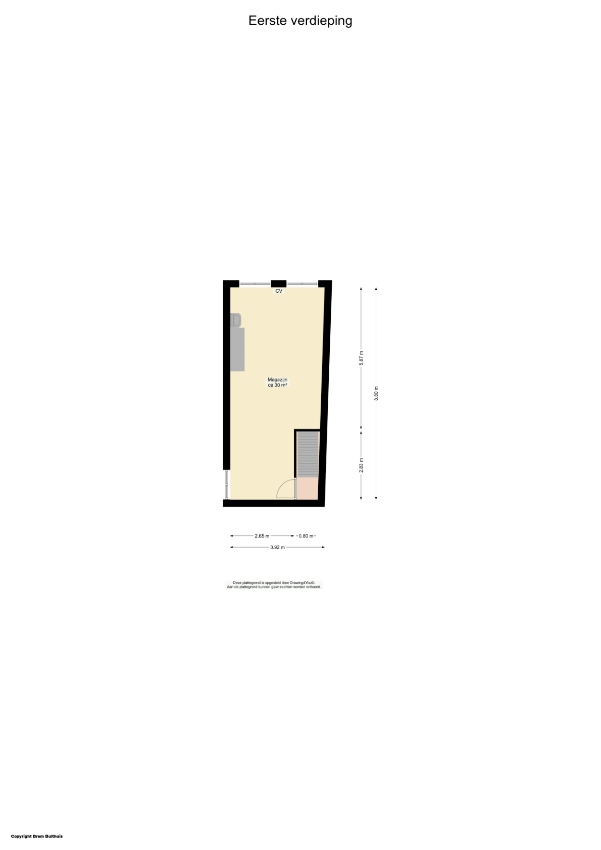 Plattegrond 2 van Oosterstraat 16 in Groningen