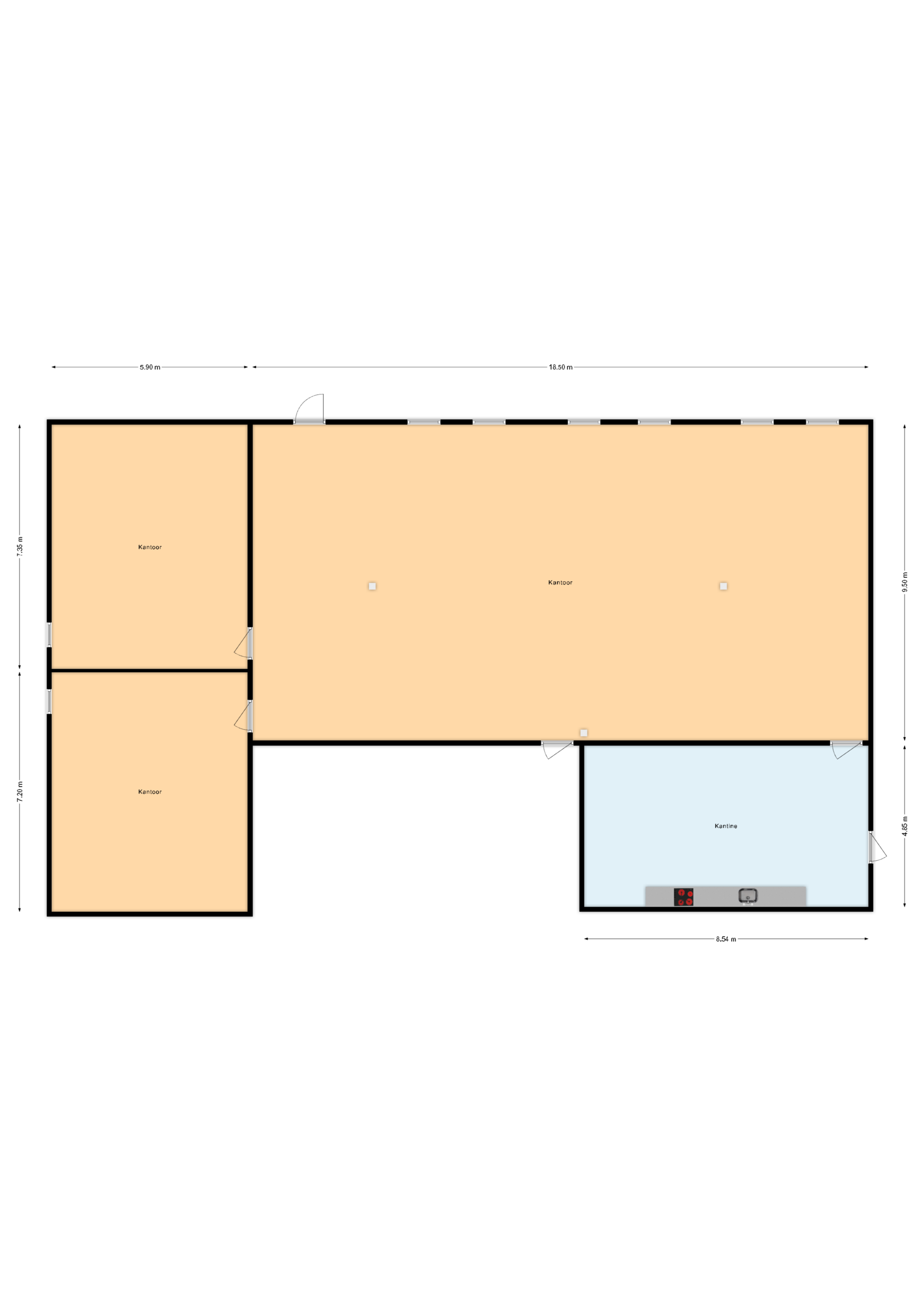 Plattegrond 1 van Zeewinde 5-9 in Groningen
