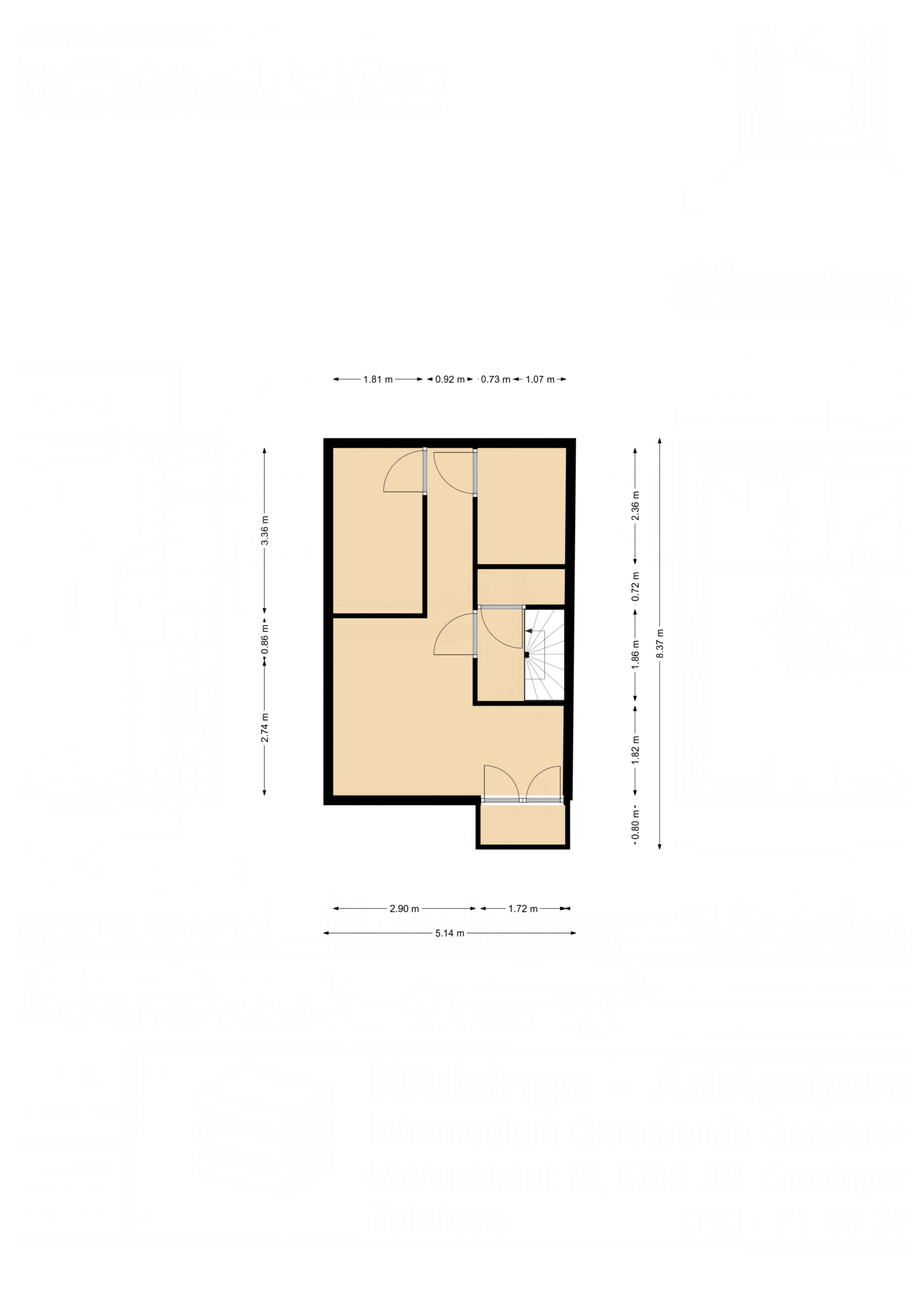 Plattegrond 1 van Violenstraat 21-a in Groningen