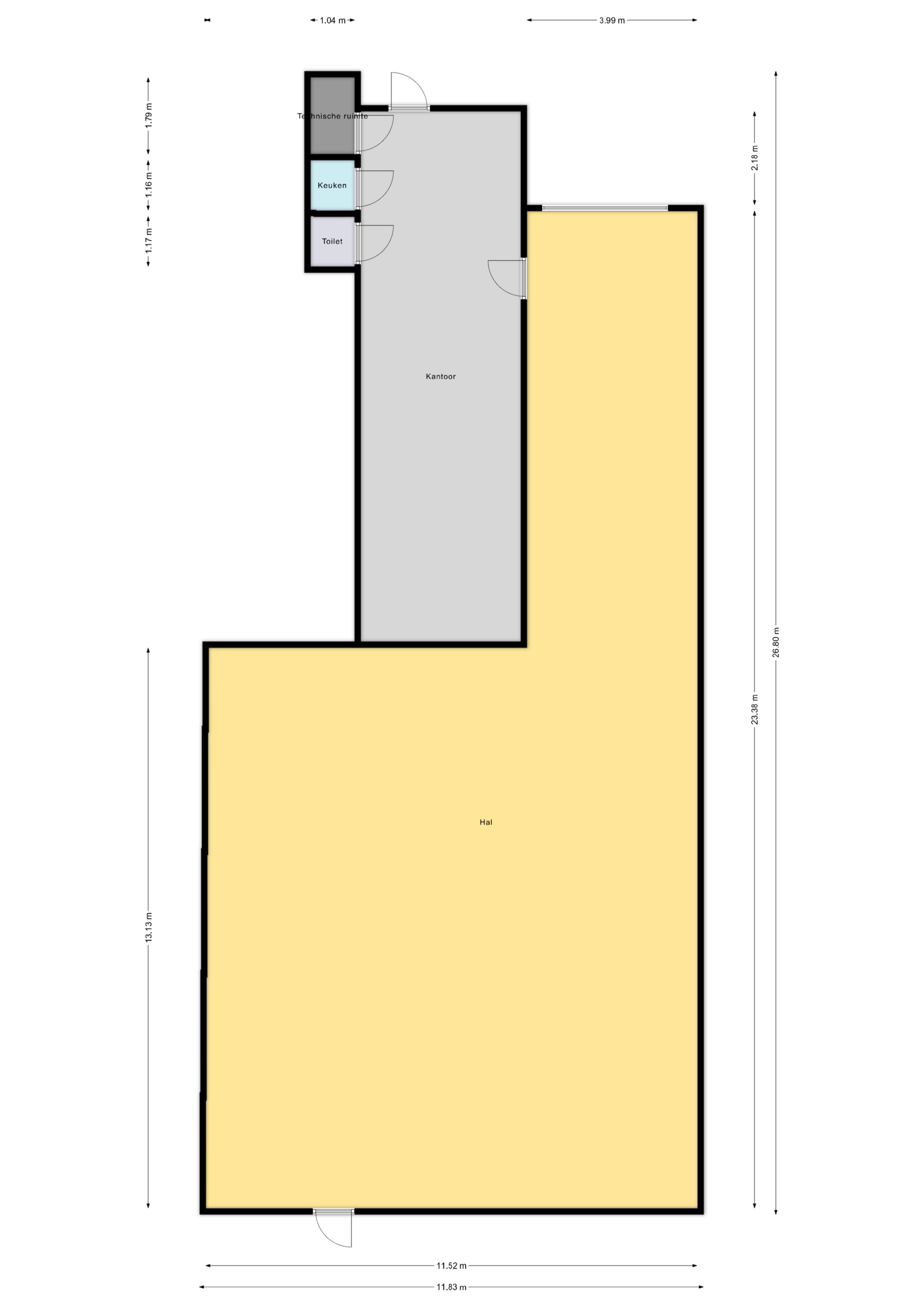 Plattegrond 1 van Protonstraat 9-b in Groningen