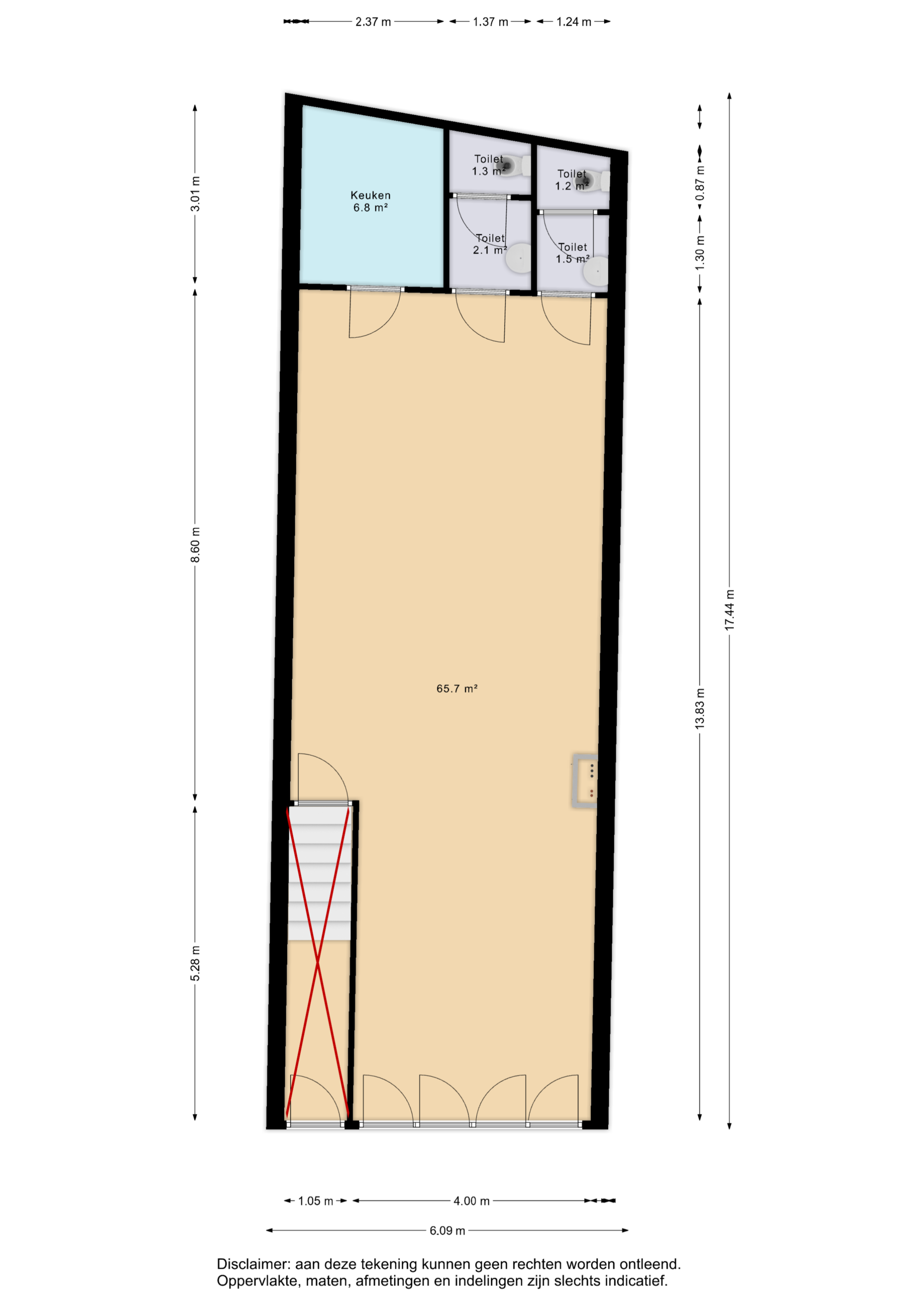 Plattegrond 1 van Steentilstraat 3 in Groningen